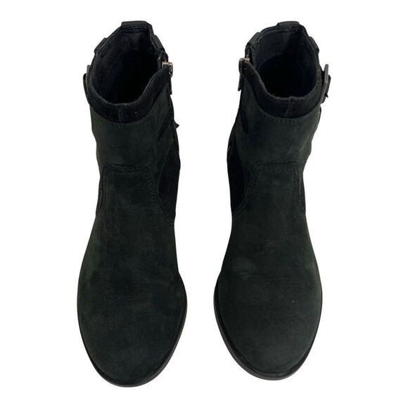 Sorel Lolla Buckle Ankle Boots Women's Size 8.5 Black Suede Booties - Picture 3 of 8